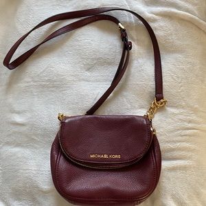Michael Kors Burgundy Pebble Leather Crossbody